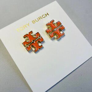 Tory Burch White Enamel Stud Earrings